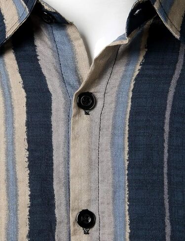 قمصان صيفية مخططة بألوان قوس قزح للرجال من JOGAL بأكمام قصيرة وأزرار سفلية، قميص كاجوال in Kuwait