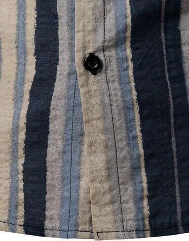 قمصان صيفية مخططة بألوان قوس قزح للرجال من JOGAL بأكمام قصيرة وأزرار سفلية، قميص كاجوال in Kuwait