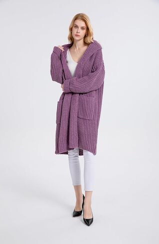 سترة صوفية ثقيلة شتوية 2023 للنساء من Asskdan طية صدر السترة مفتوحة من الأمام وزر مزدوج طويل كبير الحجم ملابس خارجية معطف منسوج in Kuwait