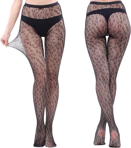 Ausejopeac 2 زوج من جوارب الهالوين بطبعة الفهد، قفازات طويلة لتدفئة الذراع، جوارب بطبعة الفهد للنساء، أزياء الهالوين باللون الأسود in Kuwait