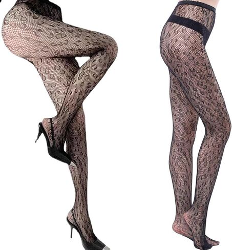 Ausejopeac 2 زوج من جوارب الهالوين بطبعة الفهد، قفازات طويلة لتدفئة الذراع، جوارب بطبعة الفهد للنساء، أزياء الهالوين باللون الأسود in Kuwait