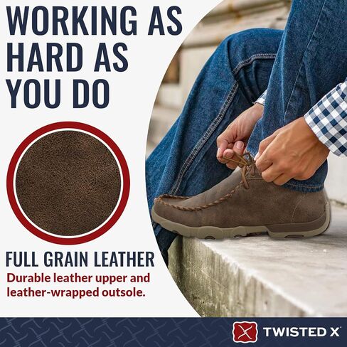 Twisted X Men's Bomber Leather Lace Up Driving Moccasins - Bomber/Red/White/Blue Leather - 7 D(M) US in Saudi Arabia