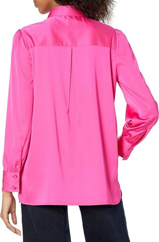The Drop Women's Standard @Lucyswhims Long-Sleeve Button Down Stretch Satin Shirt in Kuwait
