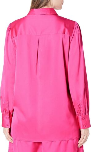 The Drop Women's Standard @Lucyswhims Long-Sleeve Button Down Stretch Satin Shirt in Kuwait