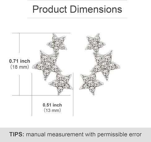 أقراط نجمة فضية للنساء أقراط فضية أقراط نجمة أقراط للبنات أقراط أنيقة أقراط حجر الراين E02G in Kuwait