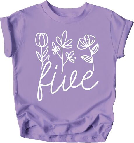Five Floral 5th Birthday Shirt for Toddler Girls Fifth Birthday Outfit in Kuwait