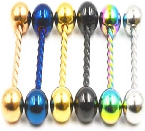 JIAQIAN الفولاذ المقاوم للصدأ اللسان الدائري المتلألئة بار مستقيم اللسان تويست 14 مقياس 5/8 بوصة (16 مم) 6 قطع, معدن, ان ايه in Kuwait