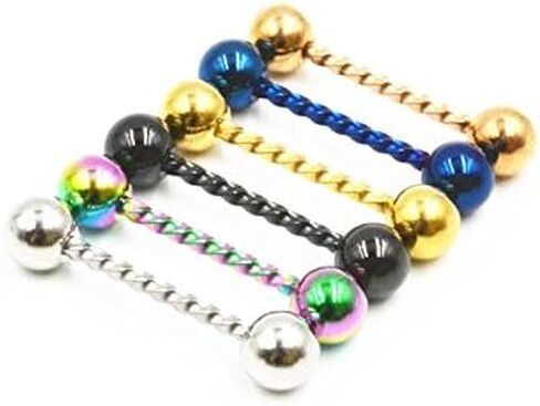 JIAQIAN الفولاذ المقاوم للصدأ اللسان الدائري المتلألئة بار مستقيم اللسان تويست 14 مقياس 5/8 بوصة (16 مم) 6 قطع, معدن, ان ايه in Kuwait