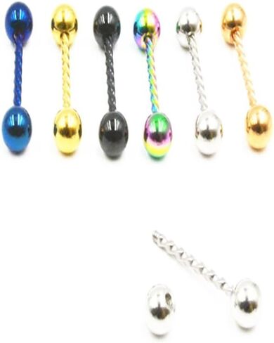 JIAQIAN الفولاذ المقاوم للصدأ اللسان الدائري المتلألئة بار مستقيم اللسان تويست 14 مقياس 5/8 بوصة (16 مم) 6 قطع, معدن, ان ايه in Kuwait