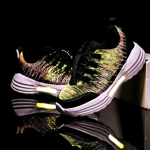 أحذية PYYIQI من الألياف الضوئية LED للأطفال أحذية رياضية مضيئة للأولاد والبنات أحذية الرقص الوامضة للمهرجانات، والكريسماس، والهالوين، وحفلات رأس السنة الجديدة مع شحن USB in Kuwait