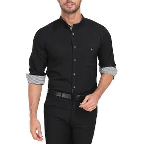 GEEK LIGHTING Men's Dress Shirts Stretch Regular Fit Long Sleeve Button Down Shirts Mandarin Collar Business Formal Shirts in Kuwait