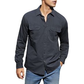JMIERR Mens Cotton Causal Button Down Shirts Regular-Fit Long-Sleeve Dress Shirts with Pockets in Saudi Arabia