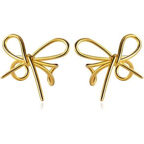 Reffeer الصلبة 925 فضة القوس الكفة أقراط يلتف للنساء الفتيات الشريط Bowknot الكفة أقراط كليب Ons