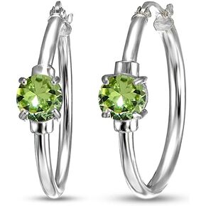 Sterling Silver Round Solitaire 25mm Hoop Earrings Made with European Crystals in Kuwait