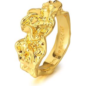 Valloey Rover Gold Rings for Women 14K Gold Filled Band Rings Statement Ring Chunky Jewelry Gift for Teen Girls Comfort Fit Size 6 to 8