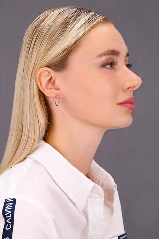 14K Rose Gold Classic Shiny Polished Round Hoop Earrings, 2mm tube in Kuwait