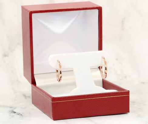 14K Rose Gold Classic Shiny Polished Round Hoop Earrings, 2mm tube in Kuwait