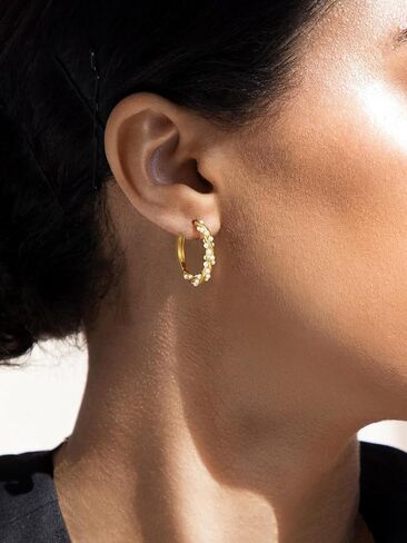 SWEETV Pearl Earrings for Women, 14K Gold Plated Small Pearl Hoop Earrings, Open Huggie Stud Earrings Jewelry Gift for Women Girls in Kuwait