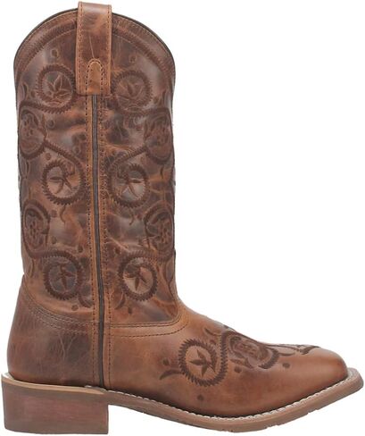 Laredo Womens Dizzie Square Toe Western Cowboy Boots Mid Calf Low Heel 1-2" - Brown in Saudi Arabia