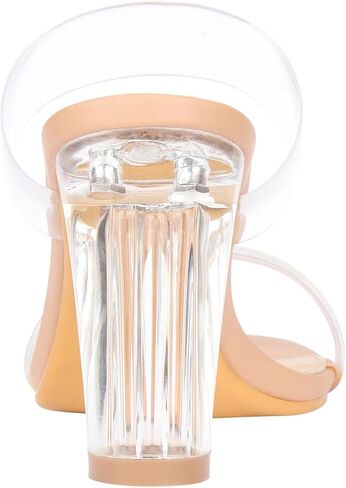 ZriEy Clear Heels for Women Transparent Two Strap Block Chunky Heel Sandals | 3 Inch,Comfy,True to size,Cushioned insole,Anti-slip Rubber Sole,Sturdy,Stylish,Cute,Lightweight,Casual/FormalOccasion in Saudi Arabia
