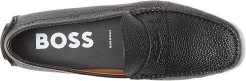 HUGO BOSS حذاء بدون كعب من الجلد المحبب باللون الأسود منتصف الليل EU 44 (رجال أمريكي 11) D (M) in Saudi Arabia