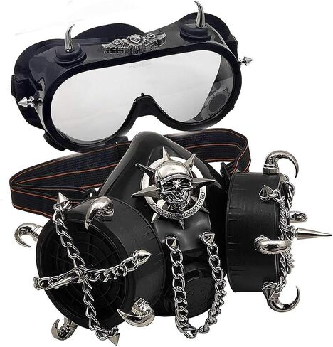 Steampunk Mask Men Masquerade Skeletal Spike Half Face Skull Mask Costume Cosplay in Saudi Arabia