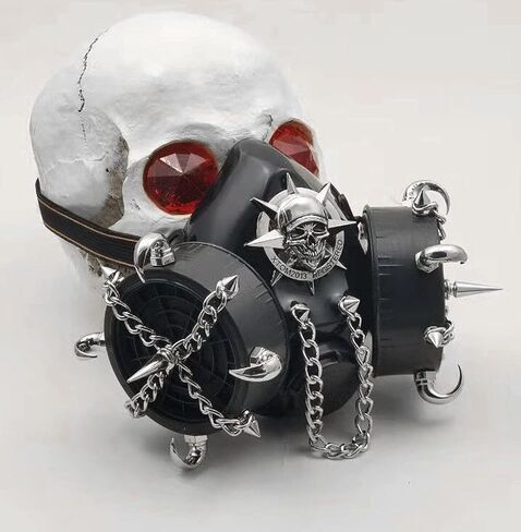 Steampunk Mask Men Masquerade Skeletal Spike Half Face Skull Mask Costume Cosplay in Saudi Arabia
