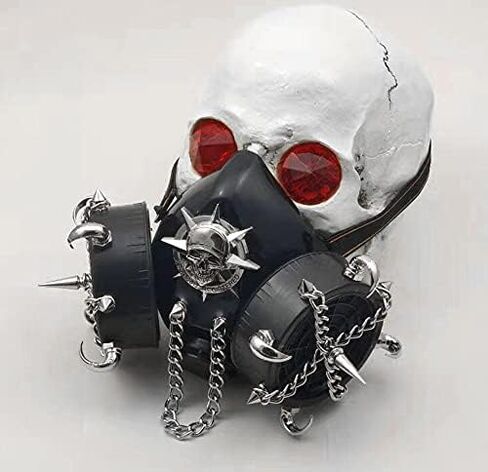 Steampunk Mask Men Masquerade Skeletal Spike Half Face Skull Mask Costume Cosplay in Saudi Arabia