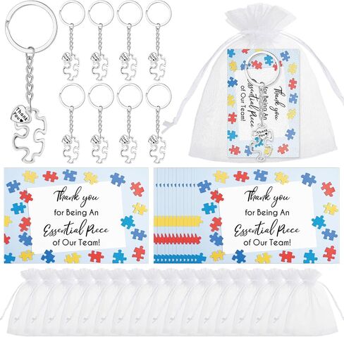Ecation Team Gifts Puzzle Keychains Employee Appreciation Gifts Organza Bags Thank You Cards for Coworker in Saudi Arabia