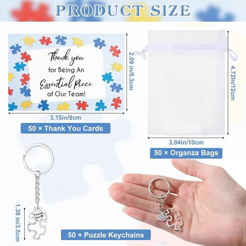 Ecation Team Gifts Puzzle Keychains Employee Appreciation Gifts Organza Bags Thank You Cards for Coworker in Saudi Arabia