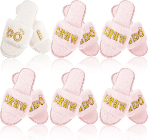 Jiuguva 6 أزواج من شباشب الزفاف Fuzzy I Do and I Do Crew Slipper Maid and Matron of Honor Slipper لهدايا العروس وصيفة العروس لحفلات الزفاف وحفلات الزفاف وحفلات العزوبية in Saudi Arabia