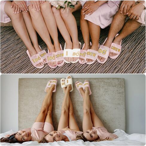 Jiuguva 6 أزواج من شباشب الزفاف Fuzzy I Do and I Do Crew Slipper Maid and Matron of Honor Slipper لهدايا العروس وصيفة العروس لحفلات الزفاف وحفلات الزفاف وحفلات العزوبية in Saudi Arabia