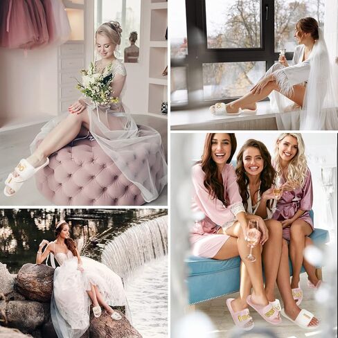 Jiuguva 6 أزواج من شباشب الزفاف Fuzzy I Do and I Do Crew Slipper Maid and Matron of Honor Slipper لهدايا العروس وصيفة العروس لحفلات الزفاف وحفلات الزفاف وحفلات العزوبية in Saudi Arabia
