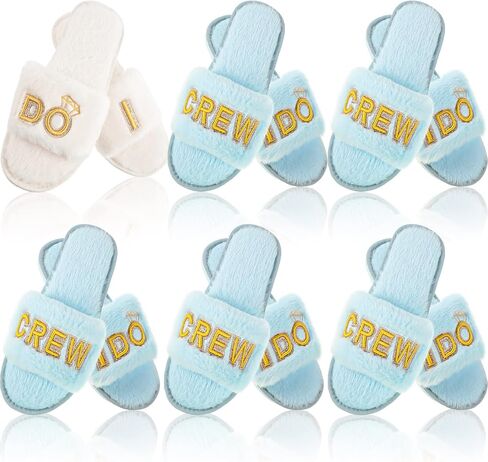 Jiuguva 6 أزواج من شباشب الزفاف Fuzzy I Do and I Do Crew Slipper Maid and Matron of Honor Slipper لهدايا العروس وصيفة العروس لحفلات الزفاف وحفلات الزفاف وحفلات العزوبية in Saudi Arabia