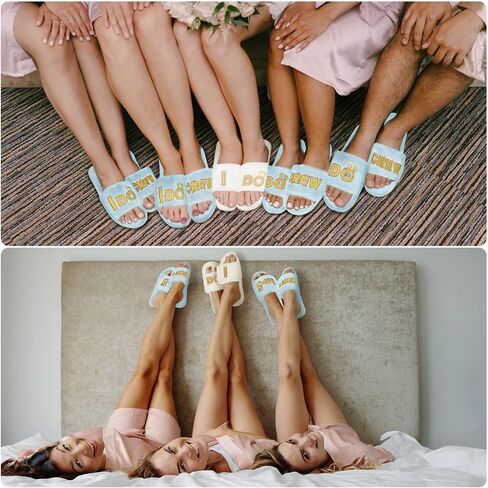 Jiuguva 6 أزواج من شباشب الزفاف Fuzzy I Do and I Do Crew Slipper Maid and Matron of Honor Slipper لهدايا العروس وصيفة العروس لحفلات الزفاف وحفلات الزفاف وحفلات العزوبية in Saudi Arabia