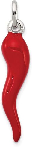 Diamond2Deal 925 Sterling Silver Red Enamel Italian Horn Pendant Fine Jewelry for Women (L- 33 mm W- 7 mm) in Saudi Arabia