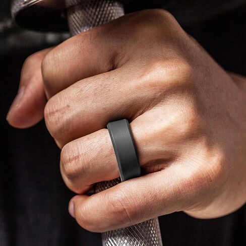 ThunderFit Silicone Rings for Men 4 Rings / 1 Ring - Flat Top Angled Edge Rubber Wedding Bands 9.8mm Wide - 2mm Thick in Saudi Arabia