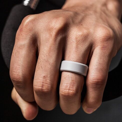 ThunderFit Silicone Rings for Men 4 Rings / 1 Ring - Flat Top Angled Edge Rubber Wedding Bands 9.8mm Wide - 2mm Thick in Saudi Arabia