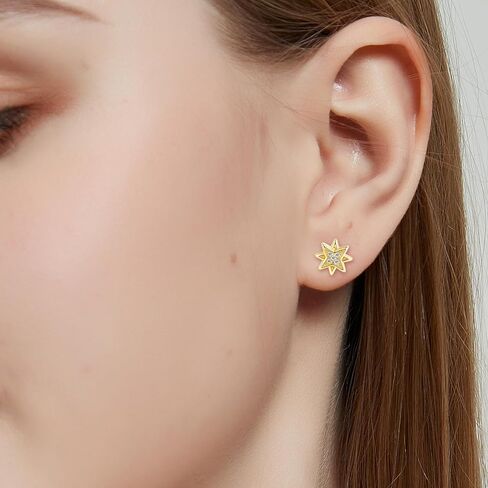 4 Pairs Star Stud Earrings for Women, Celestial Earrings for Girls, Silver Gold Stud Earrings Set Hypoallergenic for Sensitive Ears in Saudi Arabia