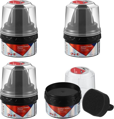 4 قطع من طلاء الأحذية الأسود اللامع من لوبير مع أداة توزيع 2.2 أونصة من كريم الأحذية وإسفنجة تلميع الأحذية للأحذية الجلدية والعناية بالأحذية، تحمي الجلد من الخدوش والخدوش in Kuwait