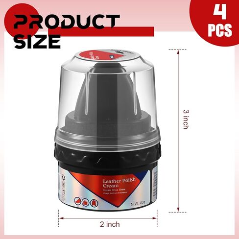 4 قطع من طلاء الأحذية الأسود اللامع من لوبير مع أداة توزيع 2.2 أونصة من كريم الأحذية وإسفنجة تلميع الأحذية للأحذية الجلدية والعناية بالأحذية، تحمي الجلد من الخدوش والخدوش in Kuwait