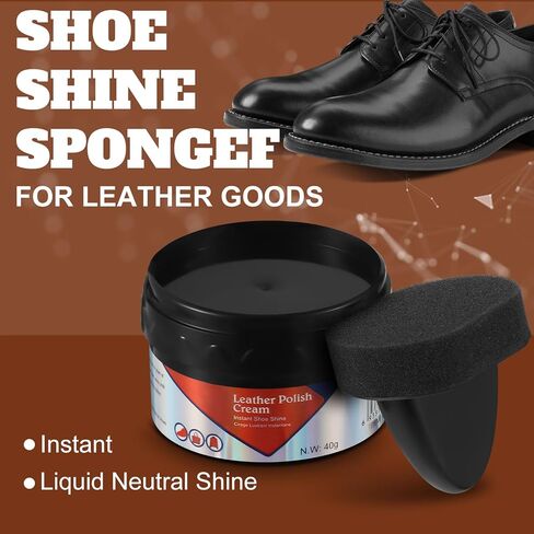 4 قطع من طلاء الأحذية الأسود اللامع من لوبير مع أداة توزيع 2.2 أونصة من كريم الأحذية وإسفنجة تلميع الأحذية للأحذية الجلدية والعناية بالأحذية، تحمي الجلد من الخدوش والخدوش in Kuwait
