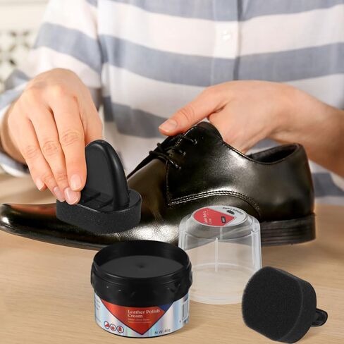 4 قطع من طلاء الأحذية الأسود اللامع من لوبير مع أداة توزيع 2.2 أونصة من كريم الأحذية وإسفنجة تلميع الأحذية للأحذية الجلدية والعناية بالأحذية، تحمي الجلد من الخدوش والخدوش in Kuwait