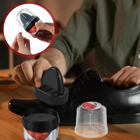 4 قطع من طلاء الأحذية الأسود اللامع من لوبير مع أداة توزيع 2.2 أونصة من كريم الأحذية وإسفنجة تلميع الأحذية للأحذية الجلدية والعناية بالأحذية، تحمي الجلد من الخدوش والخدوش in Kuwait