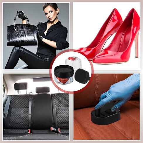 4 قطع من طلاء الأحذية الأسود اللامع من لوبير مع أداة توزيع 2.2 أونصة من كريم الأحذية وإسفنجة تلميع الأحذية للأحذية الجلدية والعناية بالأحذية، تحمي الجلد من الخدوش والخدوش in Kuwait