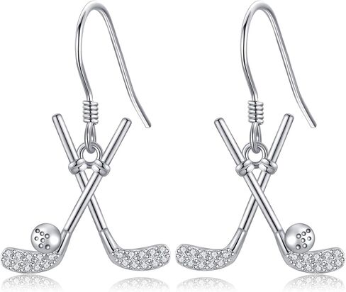 Golf/Baseball Earrings S925 Sterling Silver Golf/Baseball Dangle Earrings Sports Jewelry Christmas Gifts for Women Girls in Saudi Arabia