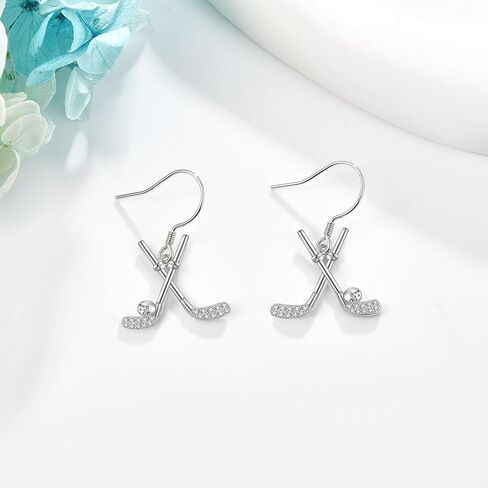 Golf/Baseball Earrings S925 Sterling Silver Golf/Baseball Dangle Earrings Sports Jewelry Christmas Gifts for Women Girls in Saudi Arabia