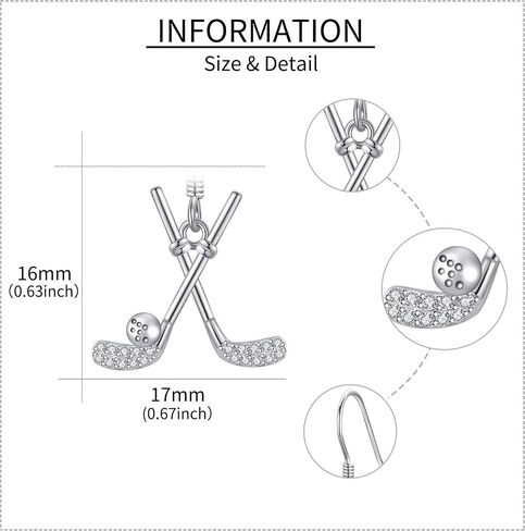 Golf/Baseball Earrings S925 Sterling Silver Golf/Baseball Dangle Earrings Sports Jewelry Christmas Gifts for Women Girls in Saudi Arabia