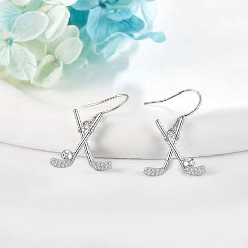 Golf/Baseball Earrings S925 Sterling Silver Golf/Baseball Dangle Earrings Sports Jewelry Christmas Gifts for Women Girls in Saudi Arabia
