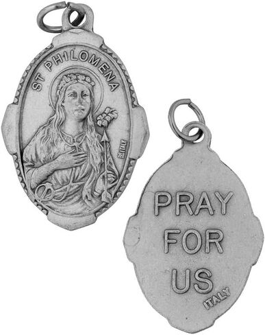 1" Saint Philomena Medal with Prayer Card | Durable and Detailed Charm | Pendant Medal Carded with Prayer | Christian Jewelry in Saudi Arabia